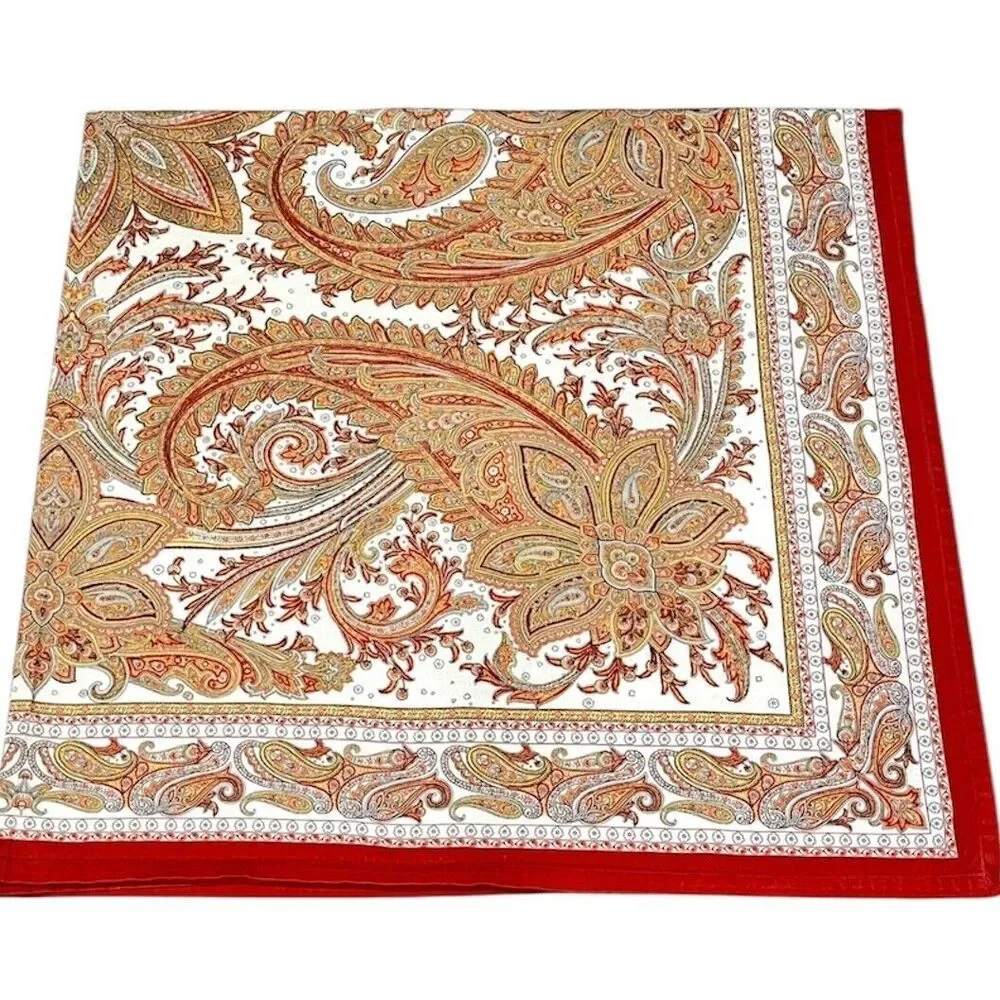 Maison d'Hermine Paisley Cotton Tablecloth 58X61 Red Brown Rustic Farmhouse